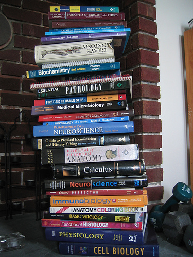 Stack of textbooks